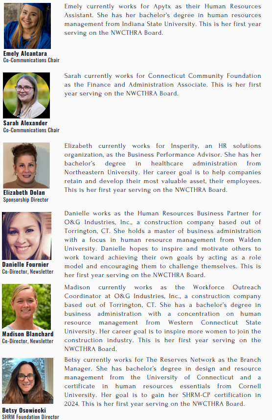 Executive Board Members NW Connecticut Human Resources Association